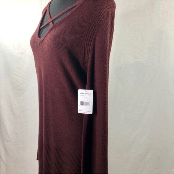 Free People Knit Tunic NWT Burgundy - Picture 2 of 7